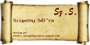 Szigethy Sára névjegykártya