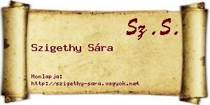 Szigethy Sára névjegykártya